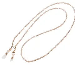 Colier / Snur pentru ochelari crem discuri fatetate si Perle, 70cm