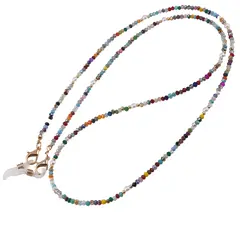 Colier / Snur pentru ochelari multicolor discuri fatetate si Perle, 70cm