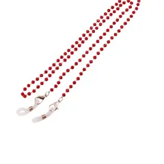 Colier / Snur pentru ochelari rosu sfere fatetate, 58cm