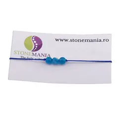 Bratara cu snur Agat albastru sfere, 6mm