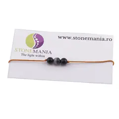 Bratara cu snur Agat negru sfere, 6mm