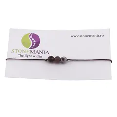 Bratara cu snur Goldstone si Jasp dalmatian sfere, 6mm