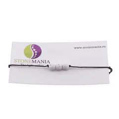 Bratara cu snur Roca Vulcanica alba sfere, 6mm