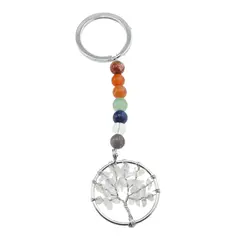 Breloc 7 chakre cu Pomul Vietii Cristal de stanca