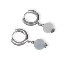 Cercei cu agatatoare rotunda Acvamarin cu Argint 925, 8mm