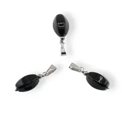 Pandantiv Obsidian negru oval, 14mm