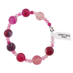 Bratara Agat roz mat sfere, 4-10mm