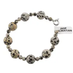 Bratara Jasp dalmatian sfere, 4-10mm