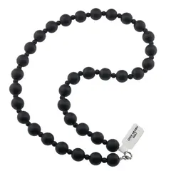 Colier Onix negru mat sfere, 4-10mm