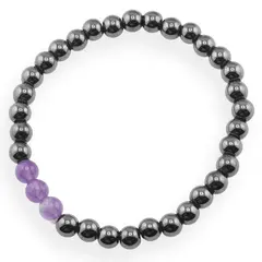 Bratara pe elastic Hematit si Ametist, 6mm