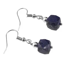 Cercei cu agatatoare Lapis Lazuli cub fatetat, 6-8mm