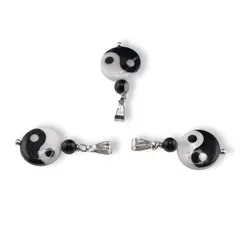 Pandantiv Sidef si Agat negru Yin Yang, 4-12mm
