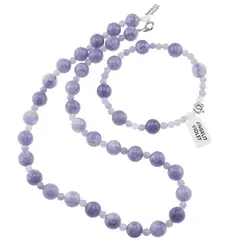 Set colier si bratara Angelit violet sfere, 4-10mm