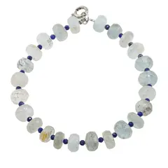 Bratara Acvamarin discuri fatetate 7-8mm si Lapis Lazuli sfere fatetate 2mm