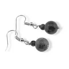 Cercei cu agatatoare Larvikit, sfere 10mm si 4mm