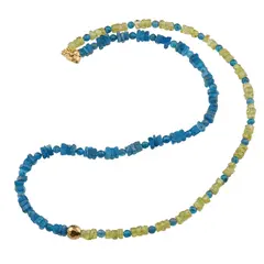 Colier Apatit patratele si Peridot discuri, 4mm
