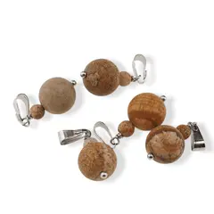 Pandantiv Jasp peisaj mat, sfere 10mm si 4mm