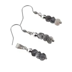 Set cercei cu agatatoare si pandantiv Agat dendritic discuri fatetate, 5-6mm