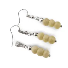 Set cercei cu agatatoare si pandantiv Jad Olive discuri fatetate, 6-7mm