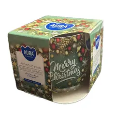 Lumanare parfumata Bispol cu pahar imprimat tip bol - Merry Christmas