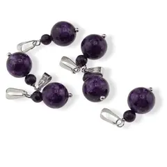 Pandantiv Agat mov vopsit, sfere 10mm si 4mm