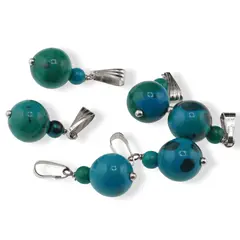 Pandantiv Crisocola, sfere 10mm si 4mm