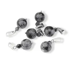 Pandantiv Obsidian fulg de nea, sfere 10mm si 4mm