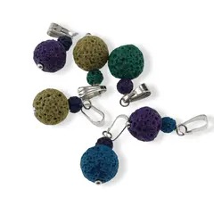Pandantiv Roca vulcanica multicolora, sfere 10mm si 4mm
