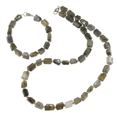 Set Colier si Bratara Labradorit fatetat 8-12mm si discuri 3mm