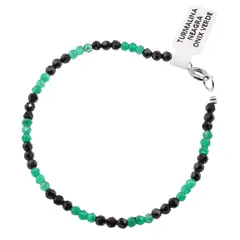 Bratara Turmalina neagra si Onix verde sfere fatetate, 3-4mm