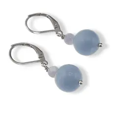 Cercei cu agatatoare Angelit, sfere 10mm si 4mm