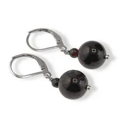 Cercei cu agatatoare Granat, sfere 10mm si 4mm