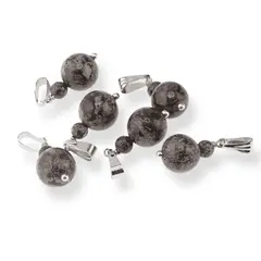 Pandantiv Obsidian fulg de nea maroniu, sfere 10mm si 4mm