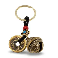 Breloc Feng Shui Amuleta cu nod mistic si clopotel Pi Xiu, 8,5cm