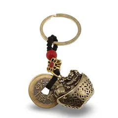 Breloc Feng Shui Amuleta cu nod mistic si dragon pe pepita, 8,5cm