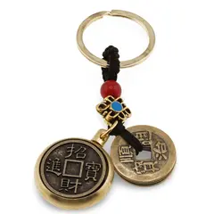 Breloc Feng Shui Amuleta cu nod mistic si monezi chinezesti, 8,5cm
