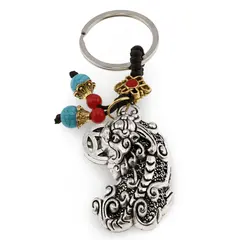 Breloc Feng Shui Amuleta cu nod mistic si Pi Xiu, 10,5cm