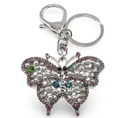 Breloc Fluture cu zirconii si perle, multicolor - 10cm