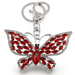 Breloc Fluture si zirconii, rosu - 10cm