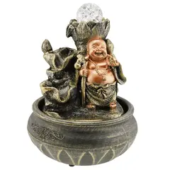 Fantana arteziana electrica, decoratiune Feng Shui pentru interior, Buddha vesel