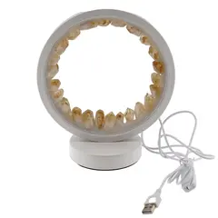 Lampa rotunda decorativa cu cristale naturale Citrin, USB