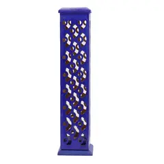 Suport ardere betisoare parfumate si conuri fumigatie perforat, turn albastru - 31cm