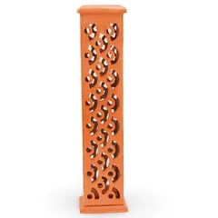Suport ardere betisoare parfumate si conuri fumigatie perforat, turn portocaliu - 31cm