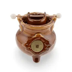 Vas aromaterapie din ceramica cu model ceaun, maro deschis - 9cm