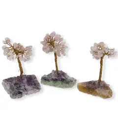 Copac decorativ Cuart roz pe baza de Fluorit, 8-9cm