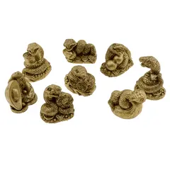 Set 8 statuete Feng Shui Serpi cu monede chinezesti, 4cm