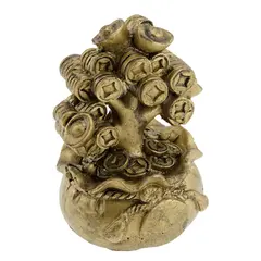 Statueta Feng Shui Copac cu monede chinezesti si sac al prosperitatii - 7cm