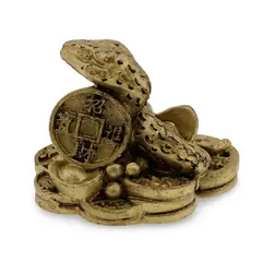 Statueta Feng Shui Sarpe incolacit pe pepita si monede chinezesti - 3,4cm