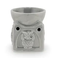 Vas aromaterapie din ceramica, Bufnita gri - 9cm
