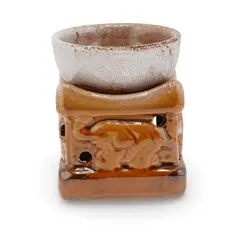 Vas aromaterapie din ceramica mic ombre model Elefant maro - 8cm